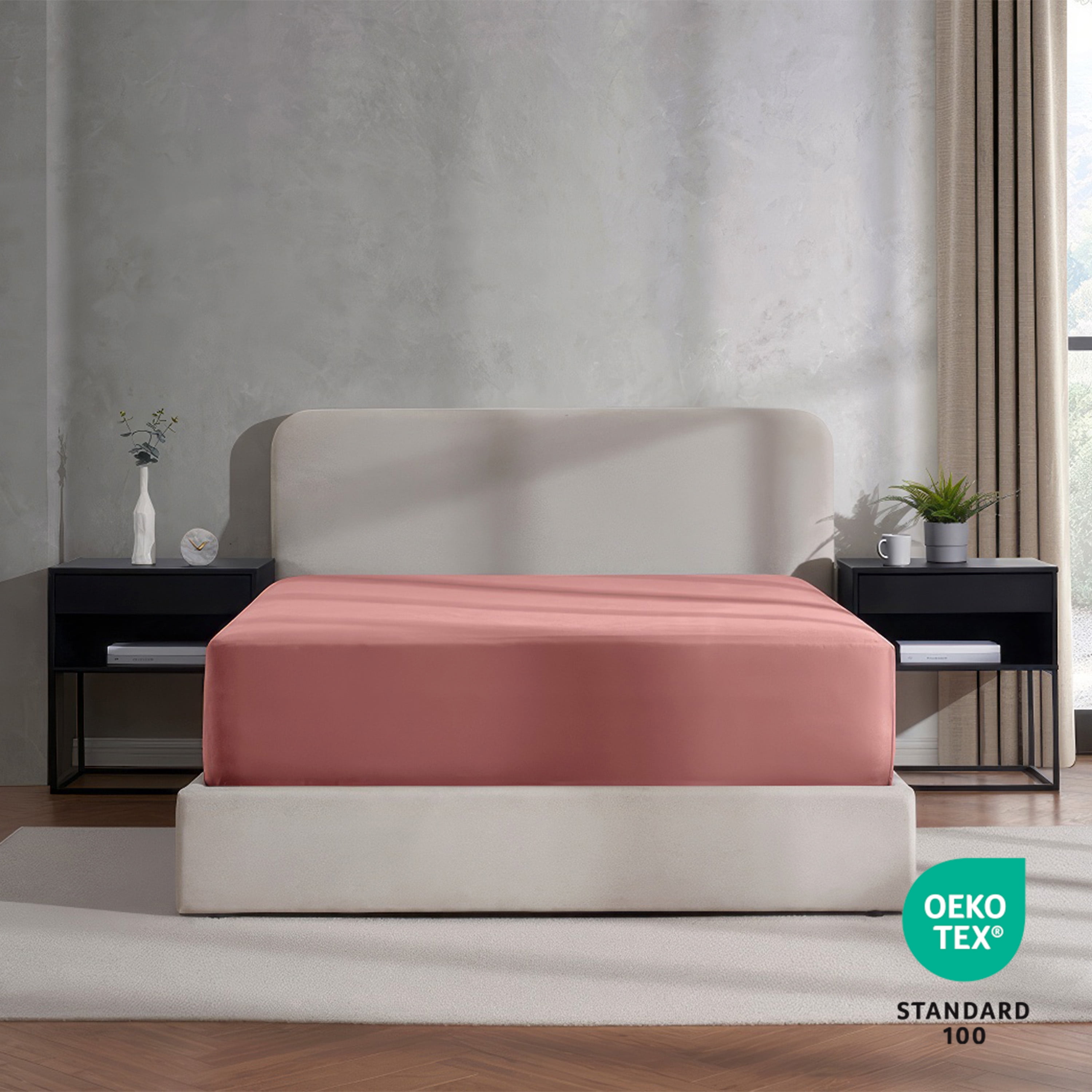 LammaLoe Extra Deep Pocket Twin Fitted Sheet Only, Fits 18" to 24" Mattress, Soft Microfiber Fitted Bed Sheet, Pink Clay