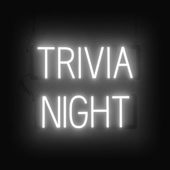 SpellBrite TRIVIA NIGHT LED Sign for Business. 19.8" x 15" White TRIVIA NIGHT Sign Has Neon Sign Look With Energy Efficient LED Light Source. Visible from 500+ Feet, 8 Animation Settings.