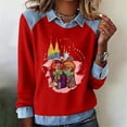 thumbnail image 2 of Mardi Gras Hauts à Manches Longues pour Femmes 2026 Mode Denim Patchwork Col à Revers Chandail en Molleton Graphique, 2 of 2