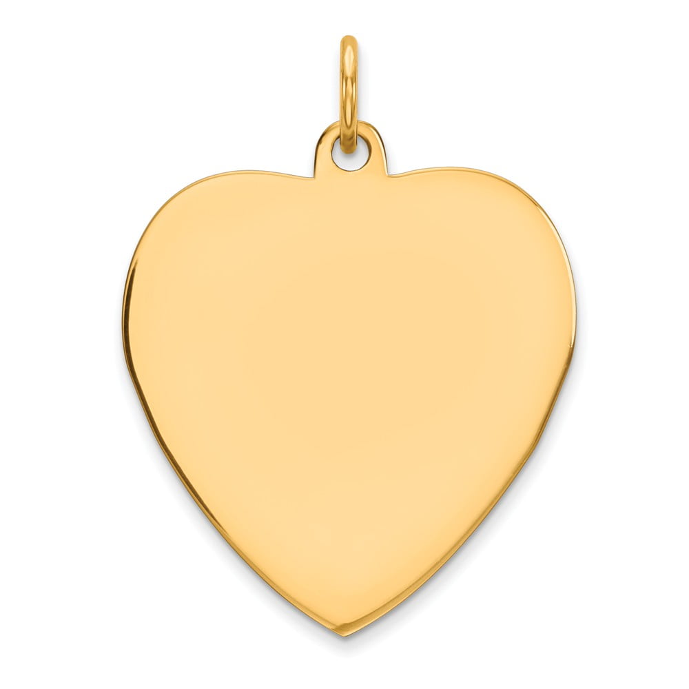925 Gold Plated Silver Sterling Silver Gold Plated Engraveable Heart Polished Disc Charm and Pendant