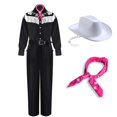 thumbnail image 1 of Disfraz de película Margot Robbie Ken Prince Princess, Cosplay para hombre, camisa de púas, camiseta a rayas, vestido superior para mujer, Carnaval de Halloween, 1 of 5