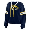 thumbnail image 2 of Women's WEAR by Erin Andrews Navy Michigan Wolverines Lace-Up Pullover Sweater, 2 of 4