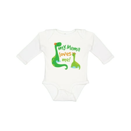 

Inktastic My Mema Loves Me Grandson Dinosaur Gift Baby Boy Long Sleeve Bodysuit