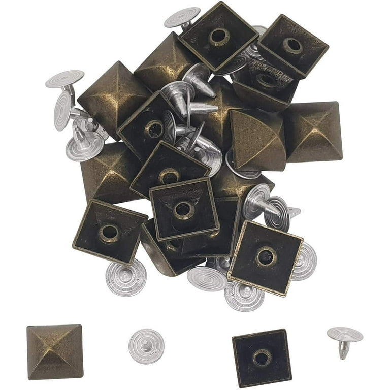 Trimming Shop Square Brass Pyramid Studs with Base Pins Leather Rivets for  DIY Craft, Clothing, Bags Decoration, Purses Embellishment (8mm, Bronze