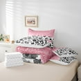 thumbnail image 5 of Feelyou Leopard Cheetah Print Bedding Comforter Set 7pcs, Grey Pink Glitter Queen Bedding Sets, Fashion Watercolor Queen Sheet Sets, Super Cozy Room Decor, 5 of 7