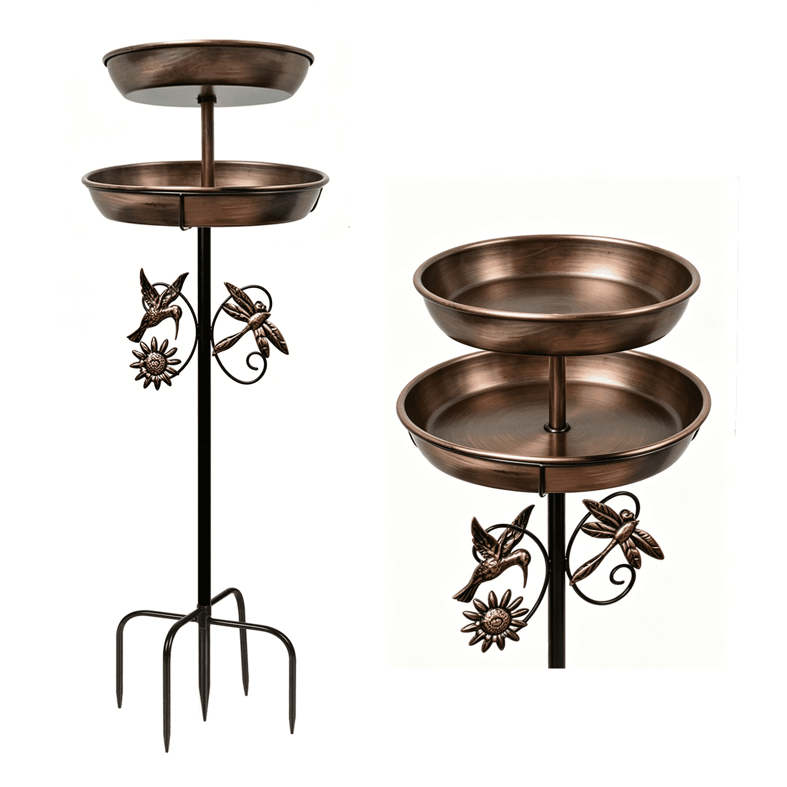 Bird Bath, 5-Pronged Base, Rust Resistant Freestanding Decorative Metal Bird Feeder for Outdoor Yard, Lawn, Garden and Patio
