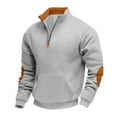 thumbnail image 2 of Mens Fleece Lined Sweatshirts with Pocket and Zipper Stand Collared No Hood Shirts Casual Long Sleeve Solid Color Pullover Work Sweatshirt Tops, 2 of 8