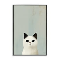 Stupell Industries Peeking White Kitten Animals & Insects Painting Black Framed Art Print Wall Art, 20 x 30
