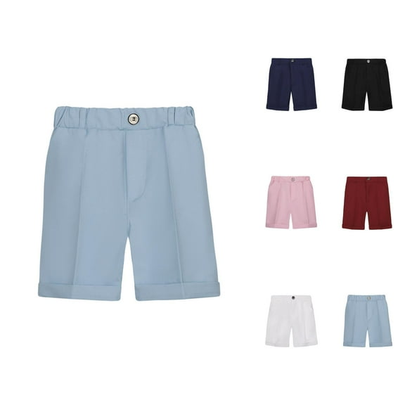 Shorts for Teens Boys Casual Shorts Toddler Boys' Loose Fit Casual Shorts Breathable Solid Color Pleated And Rolled Suit Pants For Outdoor