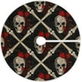 thumbnail image 1 of FMSHPON Halloween Rose Skull Xmas Christmas Tree Skirt Stand Mat for Holiday Party Decoration Indoor Outdoor 36 inches, 1 of 6