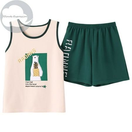 

QWZNDZGR Summer Knitted Cotton Cartoon Pajamas Sets Women Pyjamas Sleepwear Nightwear Pijama Mujer Plus Size 3XL Shorts Pl Pants Homewear