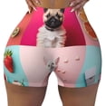 thumbnail image 2 of Balery Colorful Dog Cat Collage Pantalones cortos de entrenamiento estampados para mujer, sin costuras, ajustados, para gimnasio, yoga, correr, deportes, ejercicio activo, fitness.-Medium, 2 of 8