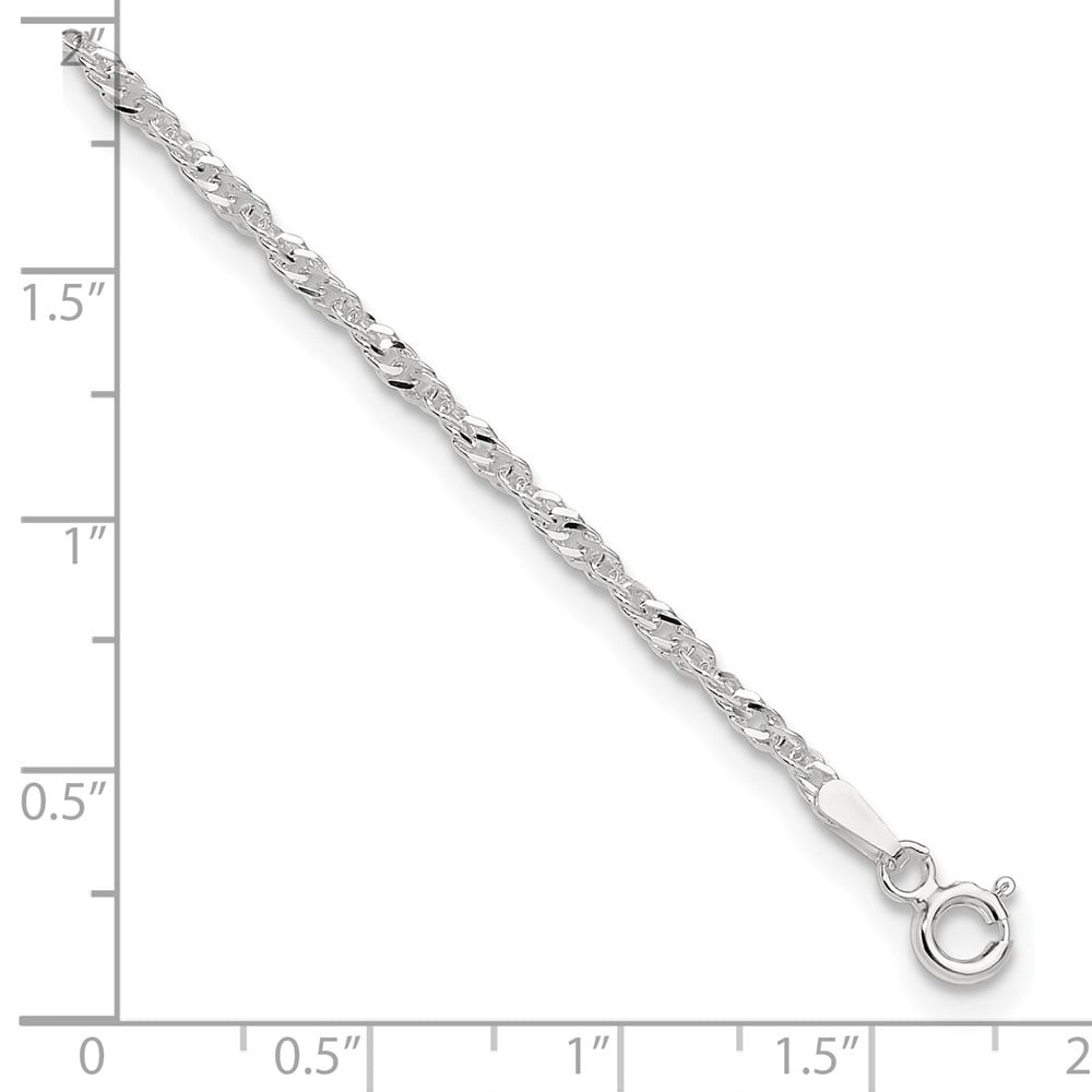 Auriga Fine Jewelry 925 Sterling Silver 2mm Singapore Chain Anklet 9inch for Women