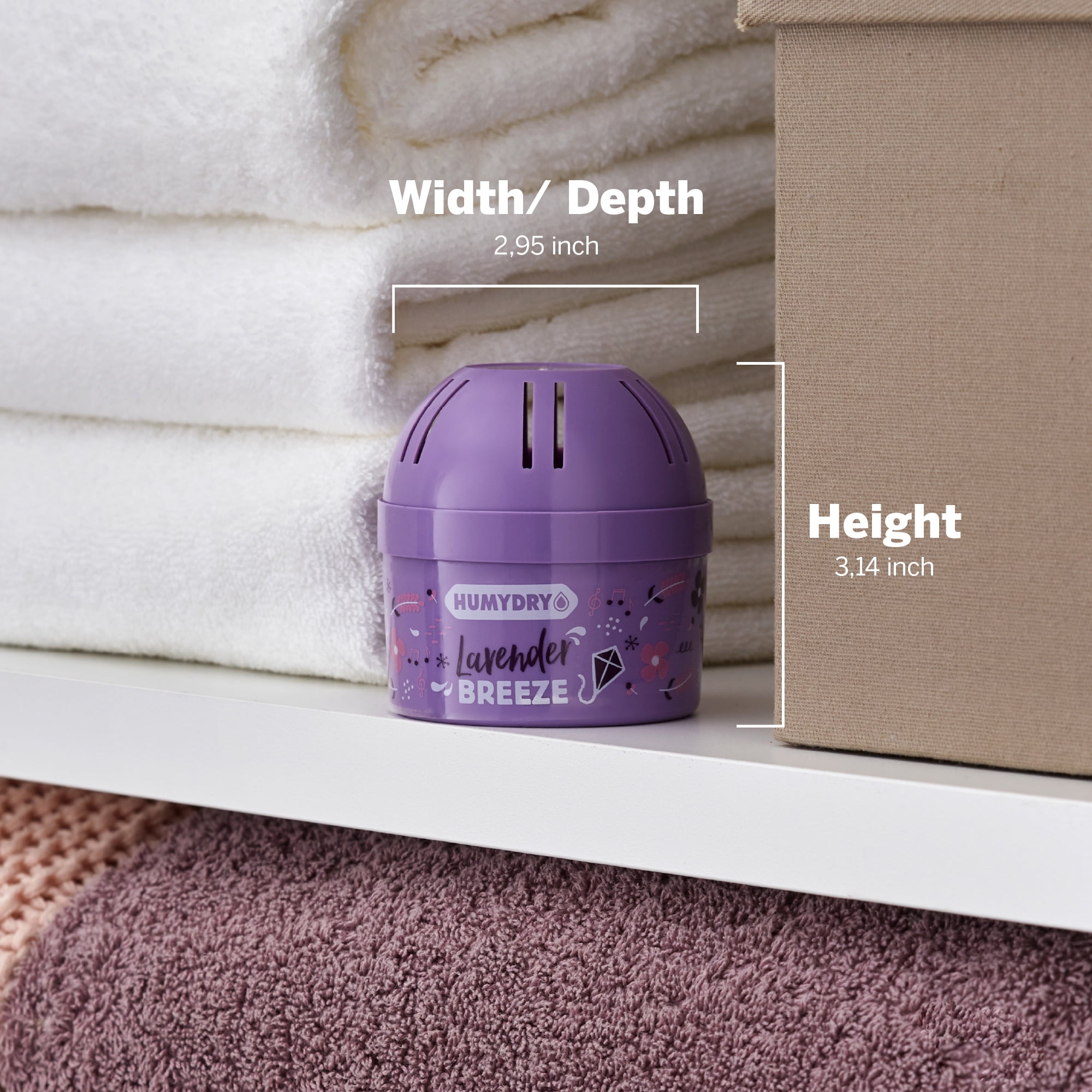 HUMYDRY Moisture Absorber Device, Mini Pack of 12 of 2.6oz, Small Space Dehumidifier and Air Freshener with Lavender Scent, Non Electric Humidity Absorber for Closet Bedroom and Compact Areas