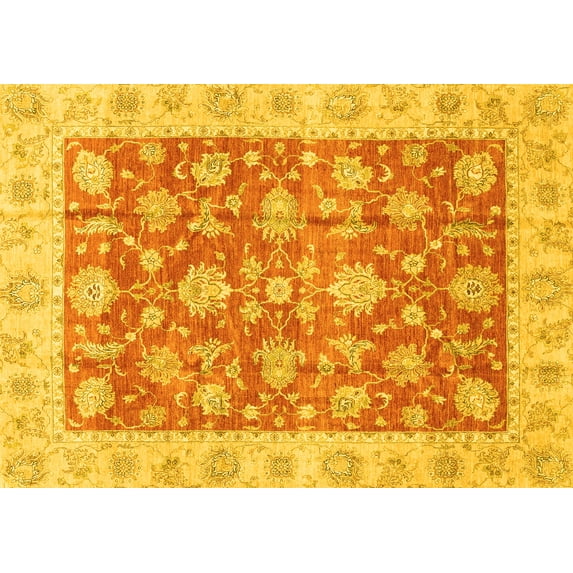 Ahgly Company Indoor Rectangle Abstract Yellow Modern Area Rugs, 8' x 10'