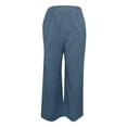 thumbnail image 4 of SELONE Palazzo Pants for Women High Waist High Rise Baggy Wide Leg Casual Long Pant Solid Color High-waist Loose Pants for Everyday Wear Running Errands Going to Work Casual Event Blue XL, 4 of 4