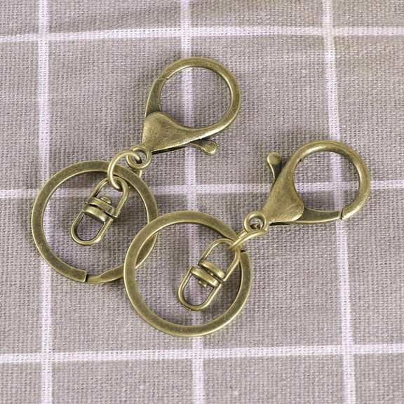 FRCOLOR 2pcs Classic Key Ring Long Plated Lobster Clasp Key Hook Chain
