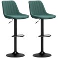 thumbnail image 1 of HOMCOM Tabourets de Bar Ensemble de 2 Tabourets de Bar Pivotants Réglables avec Dossier Vert, 1 of 10