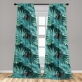 thumbnail image 2 of Tropical Window Curtains, Exotic Concept Palm Monstera Leaves Hand-Drawn Watercolor Illustration, Lightweight Decor 2-Panel Set with Rod Pocket, Pair of - 28"x95", Seafoam and Pale Blue, by Ambesonne, 2 of 3