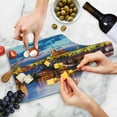 thumbnail image 4 of Travel Cutting Board, Evening in the Prague Czech Republic St.Vitus Historical Architecture, Decorative Tempered Glass Cutting and Serving Board, Wine Bottle Shape, Multicolor, by Ambesonne, 4 of 5