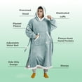 thumbnail image 3 of (2 pack) Cozy Comfort Ovesized Wearable Blanket Hoodie, Long Sherpa Fleece Blanket Sweatshirt, with Warm Big Hood, Side Split and Belt, Light Green, Oversize, 3 of 7