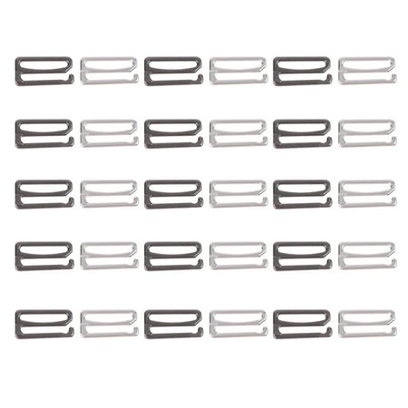 

NUOLUX 30pcs Bra Buckle Adjustment Strap Slides Underwear Buckle Sewing Clips Clasp Hooks for Women Girls (Black and Silver)