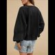 thumbnail image 5 of Sudadera Holgada Informal de Otoño para Mujer, con Cuello en V, Larga y Encaje, Estilo Farol, Estilo Corto Negro XL, 5 of 6