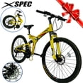 thumbnail image 6 of Xspec 21 Speed Folding Compact Mountain Bike, Yellow, 26", 6 of 12