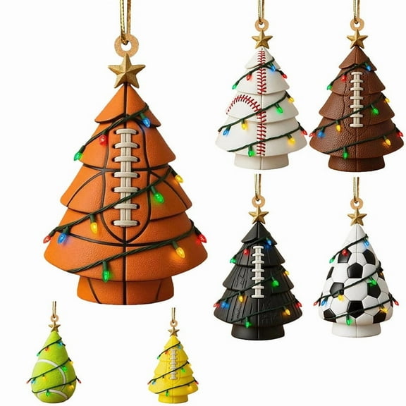 Mecorevxz Christmas Sport Ball Ornaments,Sports Ornaments Soccer Shaped Christmas Balls for Christmas Tree Decoration,Balls for Home Xmas Tree Party Decor,Christmas Gifts（Orange）