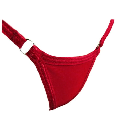 

BIZIZA Women Thongs Seamless Strappy V String Sexy Low Rise Panties Red One Size