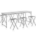 thumbnail image 1 of Outsunny Camping Table and Chairs Folding Picnic Table and 6 Stools, 1 of 10
