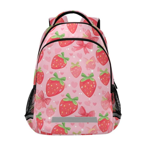 ALAZA Strawberry and Heart Backpack Elementary School Bag Bookbag Travel Rucksack