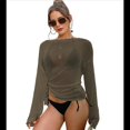 thumbnail image 1 of Camisetas de Larga para Mujer, Trajes de Baño de Bikini con Aberturas Laterales para la Playa Camello Profundo un Tamaño, 1 of 7