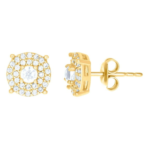 10k Yellow Gold Womens Cubic Zirconia Fashion Stud Earrings 8x8mm Wide Stud Earring for Women
