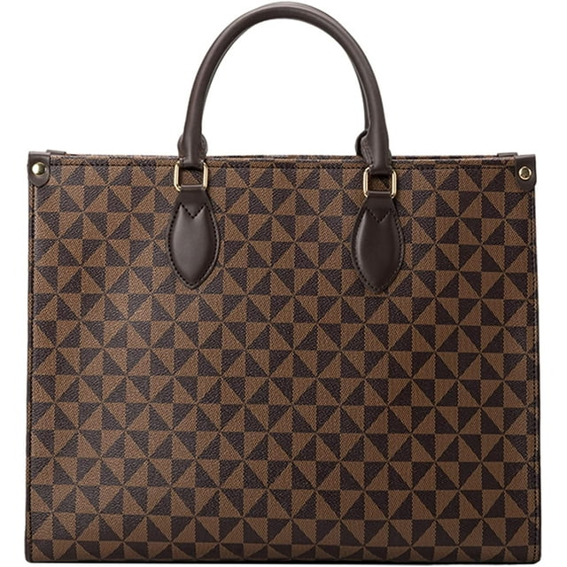 Checkered Handbag Designer Inspired Vegan Leather Tote Bags - Business Briefcase Fashionable Square Totes