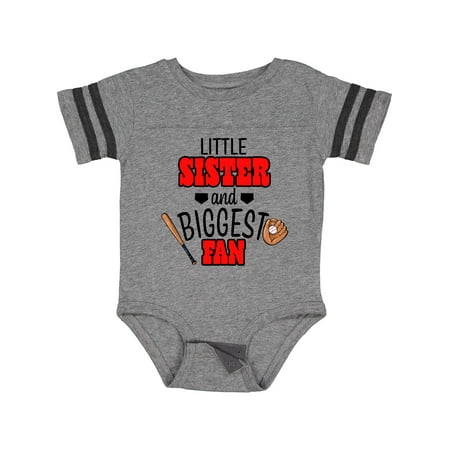 

Inktastic Little Sister and Biggest Fan Baseball Glove and Bat Gift Baby Girl Bodysuit