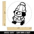 thumbnail image 2 of Chilly Cartoon Dog Winter Jacket Beanie Hat Self-Inking Rubber Stamp for Stamping Ink Stamper Crafting Planners - 1 Inch Medium - Orange Ink, 2 of 7