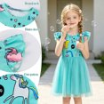 thumbnail image 4 of AmzBarley Girls Dinosaur Unicorn Flutter Sleeve Tulle Dress, Cartoon Print Casual Summer Princess Tutu Dress for Little Girls 2-3T, 4 of 7