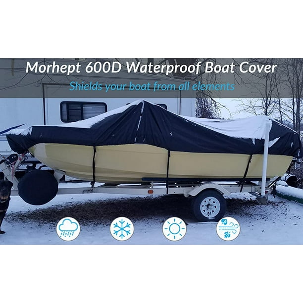 Rongmo Boat Cover,heavy Duty 600d Marine Grade Polyester Canvas Trailerable 100% Waterproof Boat Cover,fits V-Hull,tri-Hull, Runabout Boat Cover Bass