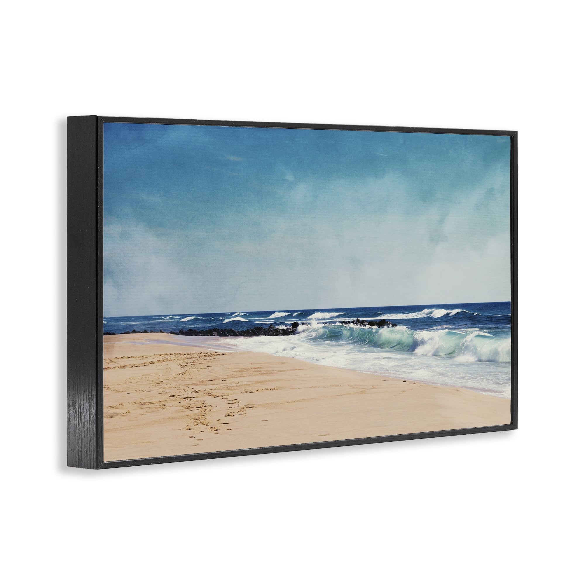 Stupell Industries Atlantic Waves Shoreline Black Framed Giclee Art, design by Dirk Wüstenhagen