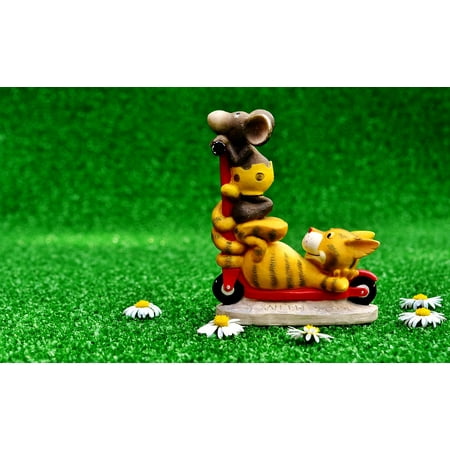 Fun Center Cat - LAMINATED POSTER Cat Figures Cute Mouse Fun Roller Decoration Poster Print 24 x 36