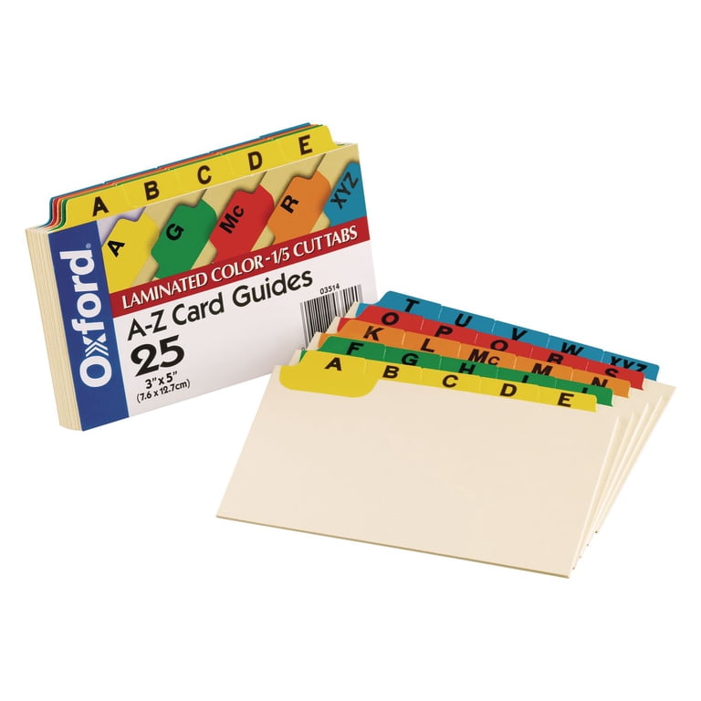 Oxford, A-Z Laminated Tab Card Guides, 25 Per Set, Part Code