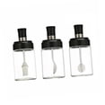thumbnail image 1 of Juego de 3 tarros de condimentos transparentes para especias, tarros de condimentos de vidrio para sal y azúcar, recipiente de almacenamiento transparente con cuchara, botella de aceite de o, 1 of 5