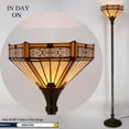 thumbnail image 7 of Torchiere Lamp Tiffany Floor LED Uplight 66" Tall Industrial Bronze Pole Vintage Boho Stained Glass Mission Hexagon Retro Standing Corner Bright Light Living Room Kids Bedroom Farmhouse WERFACTORY, 7 of 7