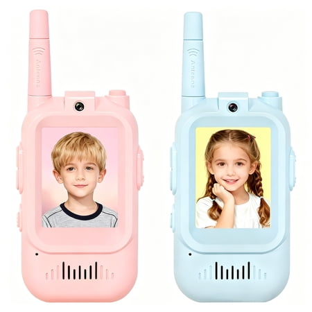 GJX 2026 New Video Walkie Talkies for Kids,2 Pack Kids Video Walkie Talkies with Screen Display,Rechargeable Toy Radios for Ages 3-12,Video Walkie Talkies for Kids Long Range Gifts for Boys and Girls