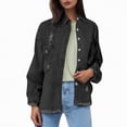 thumbnail image 4 of Towmus Jacket for Women Oversized Boyfriend Jean Jacket Button Up Frayed Hem Shacket Distressed Ripped Denim Jackets, 4 of 7