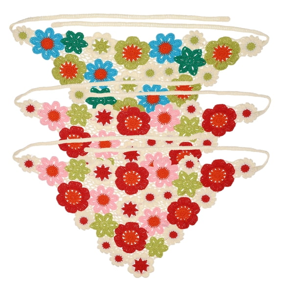 3 Pcs Crochet Flower Bandana Set Daily Life Headwear Miss