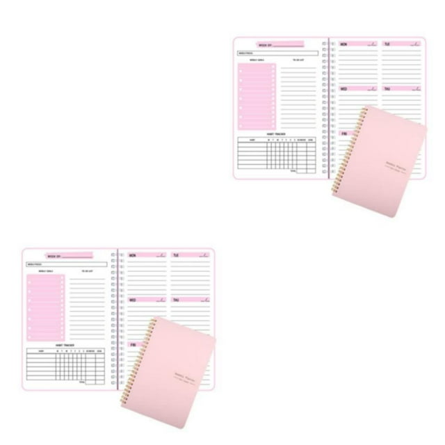 Justharion Weekly Planner Goal Notebook Durable And Exquisitely Crafted For Efficient Agenda Planning Habit Pink 2Set