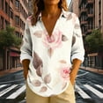 thumbnail image 3 of Uootdi Boho Long Sleeve Shirts for Women V Neck Button Down T Shirts Casual Loose Fit Floral Print Basic Tops Tees Blouses Gift, 3 of 6