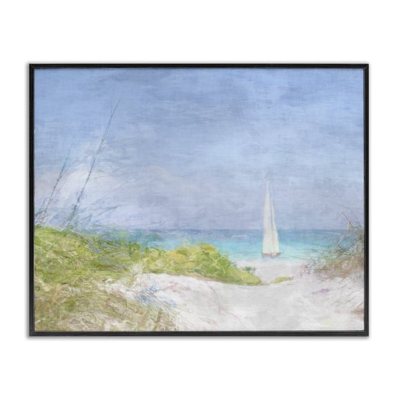 Stupell Industries Rustic Lodge Sailboat & Beach Path Black Framed Giclee Art, 14 x 11, by Noah Bay